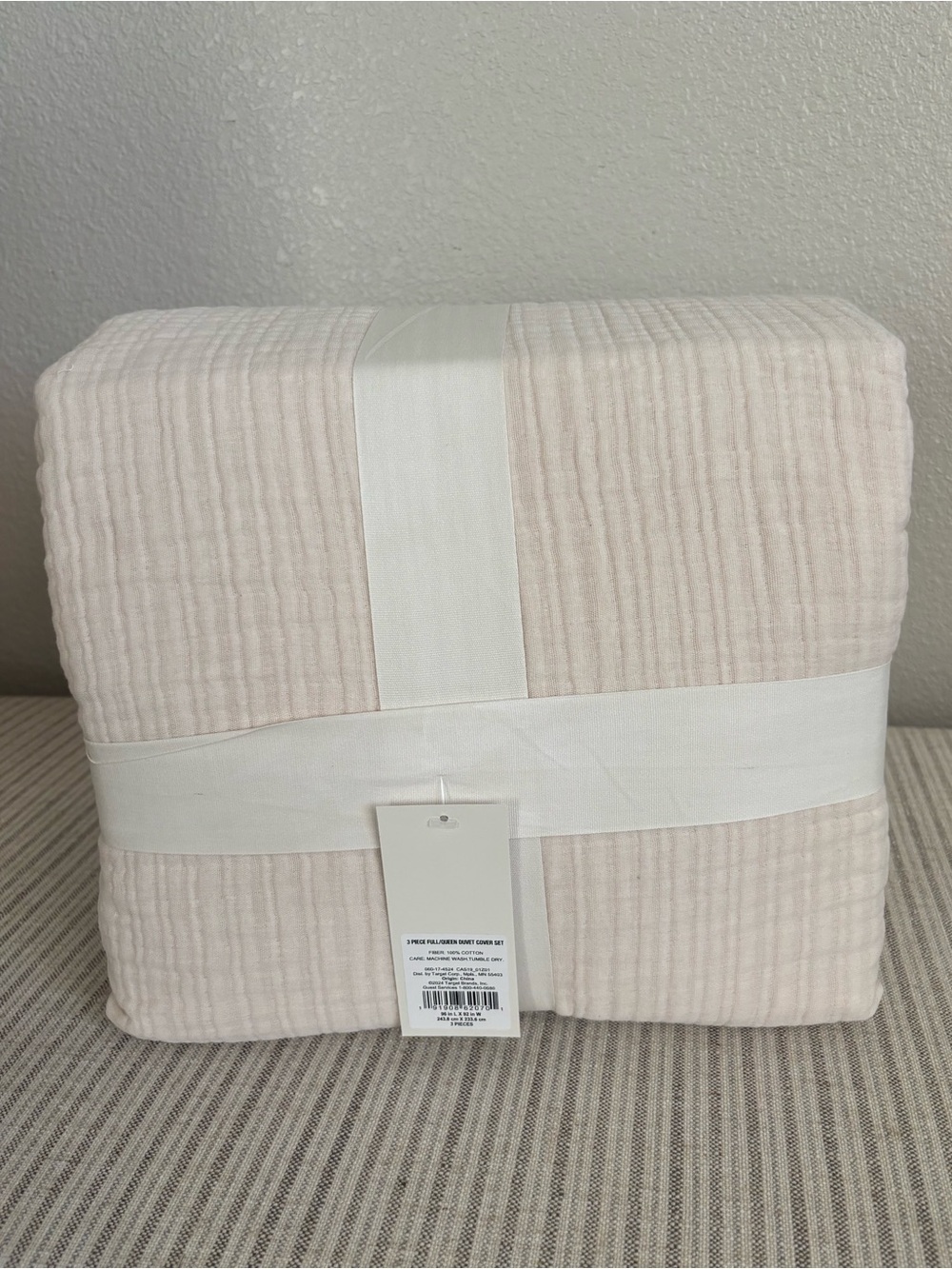 NWT Full/Queen Textured Chambray Cotton Duvet & Sham Set Natural - Casaluna
